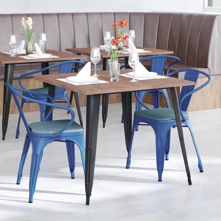 Flash Furniture Blue Metal Stack Chair - Teal Blue Poly Resin Seat CH-31270-BL-PL1C-GG